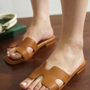 Flat Summer Leather Womens Sandals Comfortable Memory foam